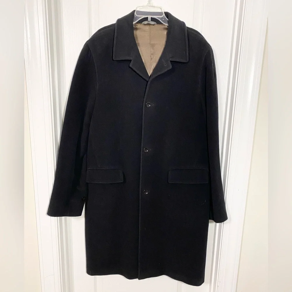 90s Banana Republic Wool Overcoat Vintage Black Men’s Large